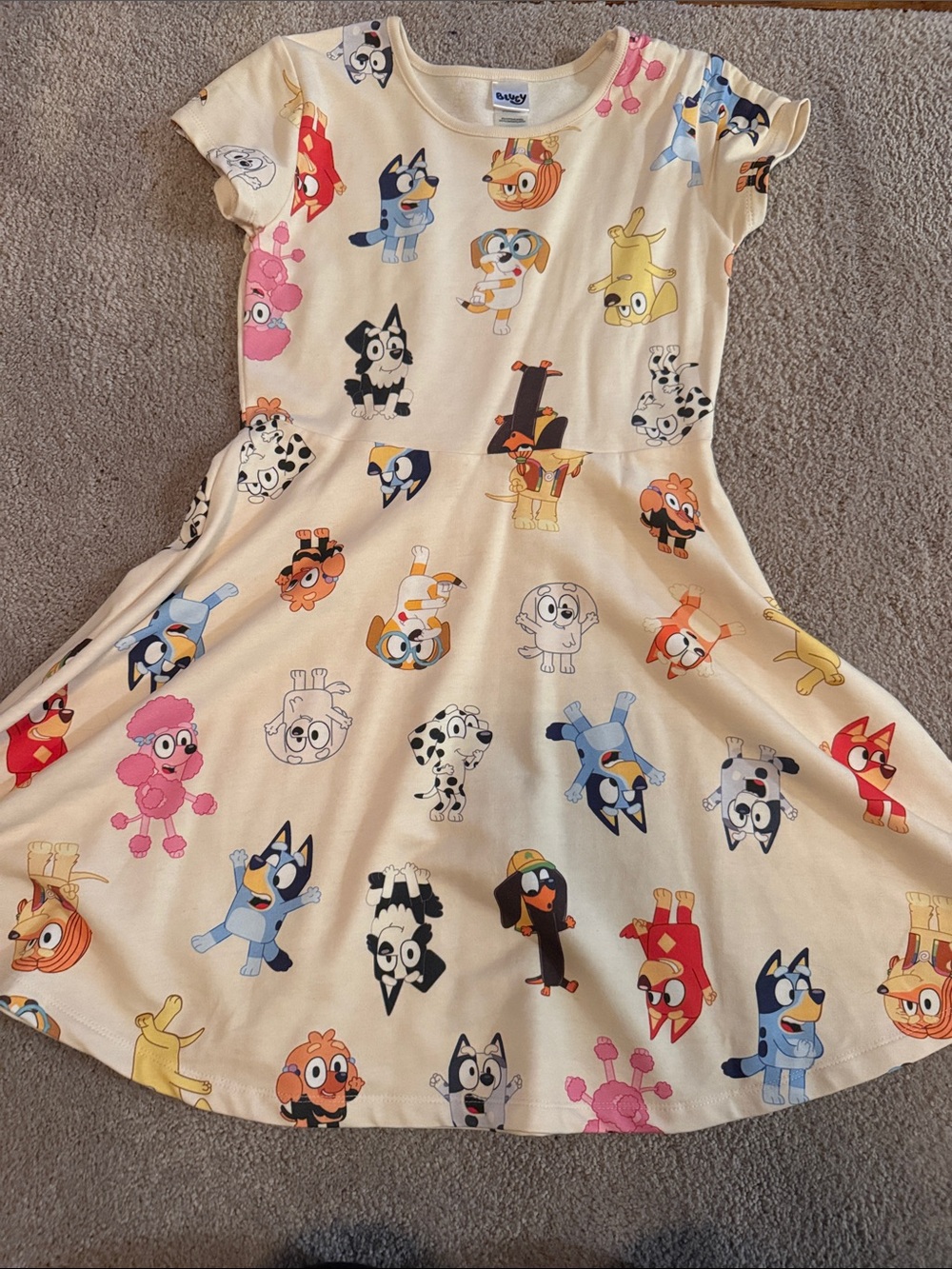 Cream Kids' Character Print Dress - Playful Everyday Style